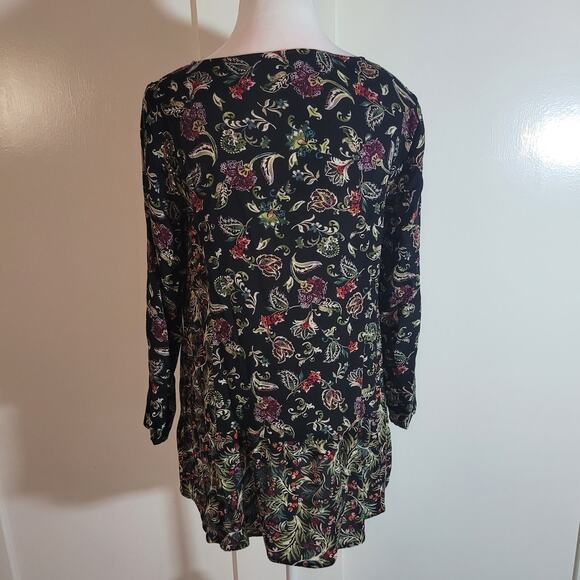 J.Jill Size XS Floral Peplum Hem Long Sleeve Tunic Top 100% Rayon Office - Picture 3 of 10